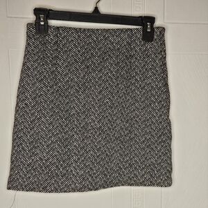H&M Black White Tweed Wool Blend Mini Skirt Preppy Punker Businesscore Sz 4